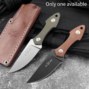 Kitchen barbecue knife with a sheath and fixed blade, D2 steel blade, G10 handle, everyday carry knife for outdoor use, camping knife, fishing knife, Survival Gear, Outdoor Survival Supplies