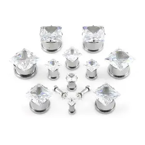 Clear CZ Gem Diamond Stud Plugs
