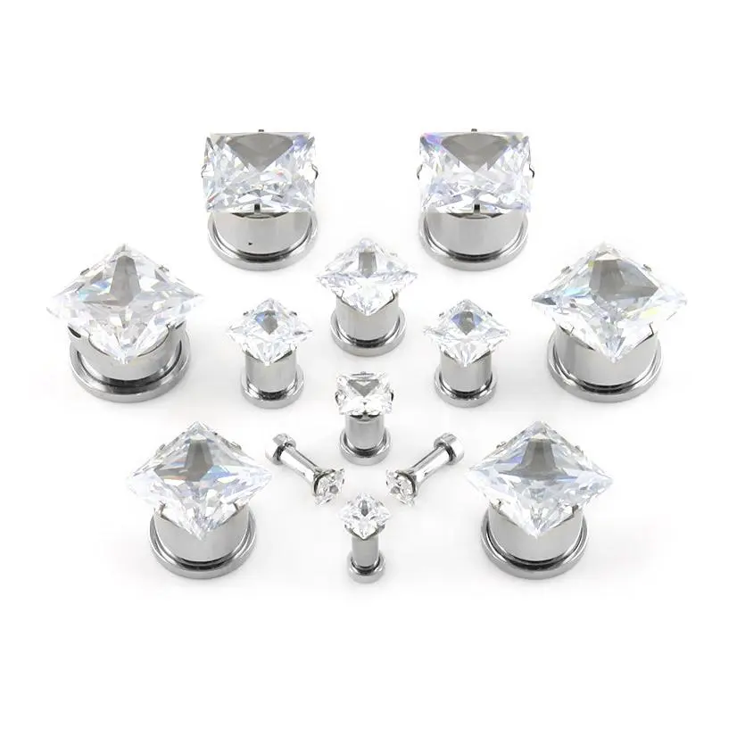 Clear CZ Gem Diamond Stud Plugs