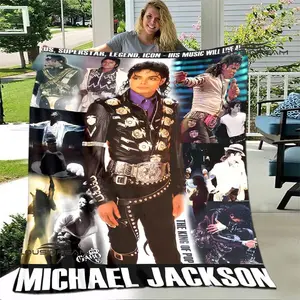 JY01Michael Jackson retro printed blanket Flannel Warm Blanket Soft and Comfortable Blanket picnic blanket bed linings Birthda@1
