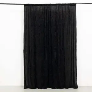Crushed Velvet Backdrop Curtain – Black 8ft x 8ft Event Drape with Rod Pocket, Privacy Panel for Photo Booths & Events