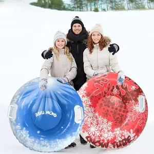 PVC thickened snow tube with handles, inflatable snow sled with leak-proof tube, suitable for outdoor winter family activities, adult Christmas tube sledding and skiing accessories