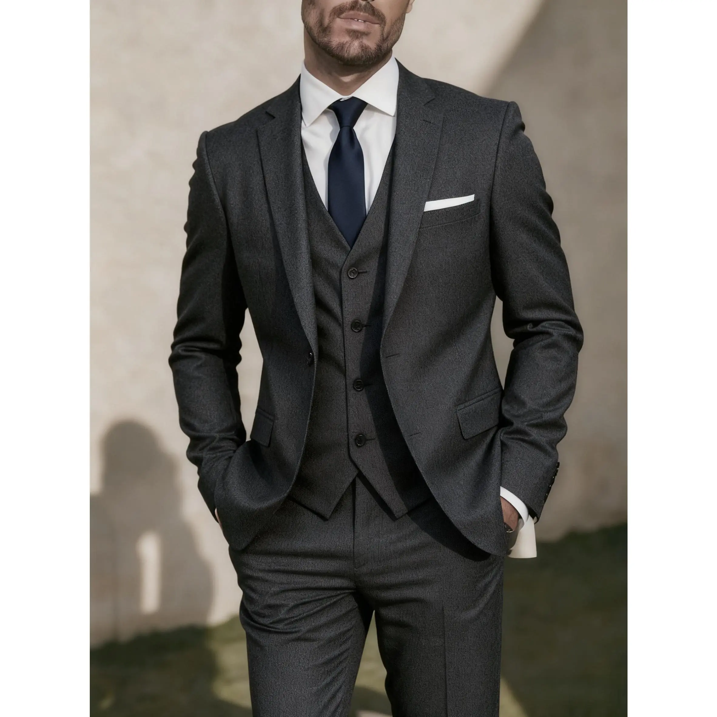 Men'S 3pcs Suit Set, Work Uniform, Holiday Gift, Business, Halloween,  Large Suit, Formal Tie, Suit Pants, Wedding Dress, Vest