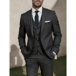 Men'S 3pcs Suit Set, Work Uniform, Holiday Gift, Business, Halloween,  Large Suit, Formal Tie, Suit Pants, Wedding Dress, Vest