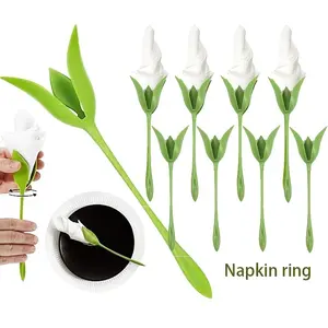 10-Piece Floral Paper Towel Holder Set, Tabletop Accessories Napkin Rings, Romantic Dining Decor, Wedding Party Restaurant Use