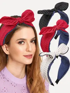 3pcs Elegant Polka Dot Rabbit Ear Hairbands Set, Perfect Gift for Women & Girls, Ideal for Parties, Daily Wear, and Special Occasions
