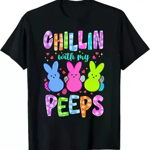 Chillin' With My Peeps Easter Shirt for Women - Funny Bunny Tee, Perfect Easter Gift