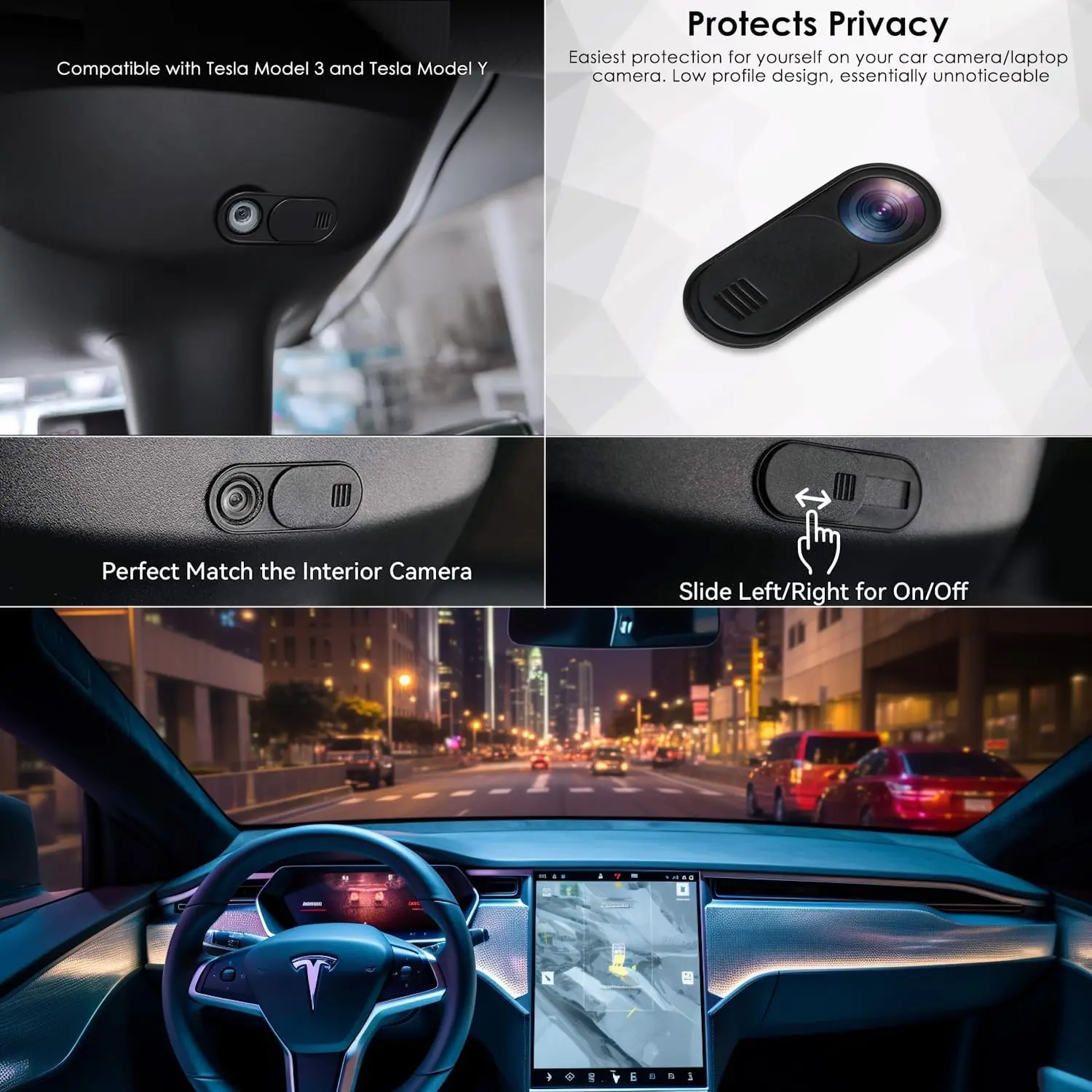 Ultra-Thin(6 Pack) Webcam Cover Slide for Tesla Model 3/Y Interior ...