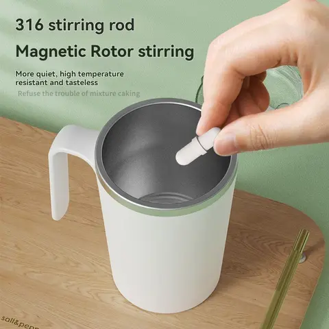 Contemporary Reusable Thermal Tumbler - Durable Stainless Steel, Automatic Stirring, Heat Resistant Travel Tea Mug, Portable Washable Green Kitchen Drinkware Coffee Mug