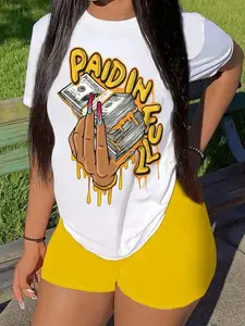 Graphic print short sleeve  T-Shirt women's clothing graphic  ZJF0522 summer  clothes