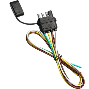 18 Inch Pure Copper 4 Pin 5 Wire Male End Trailer Wiring Harness Plug Replacement Connector with Dust Cover for Trailer Hitch Multi-Purpose for Ship Trailer Side Lamp