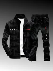 Men's Casual Sports Jacket & Trousers 3D Greek Key Pattern Print Perfect for Valentine's Day Thanksgiving Christmas Father's Day Gift