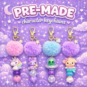 Pre-made character keychains - shown on live claims days