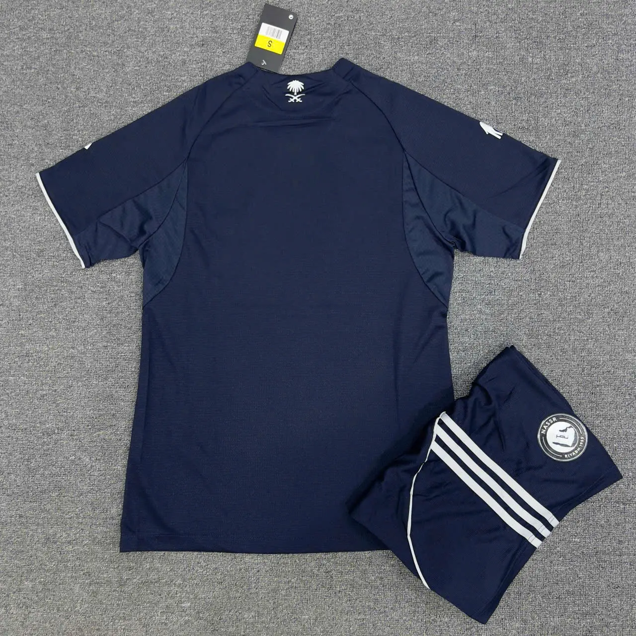 Navy Blue Soccer Uniform Set with White Stripes 2025-2026