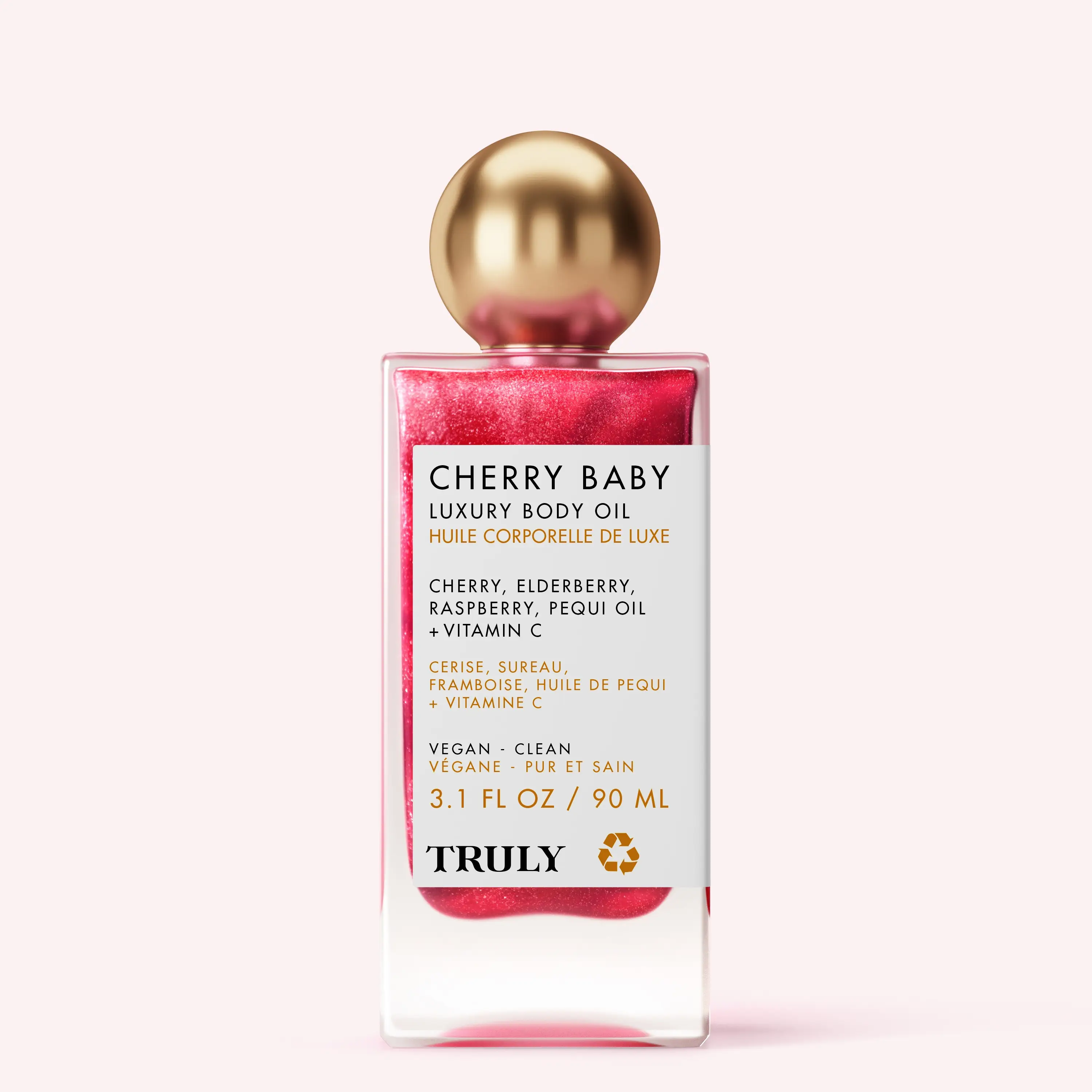 Cherry Baby Illuminating Body Shimmer Oil – Brightening Formula with Vitamin C, Cherry & Elderberry – Hydrates, Firms & Nourishes for Radiant, Youthfu