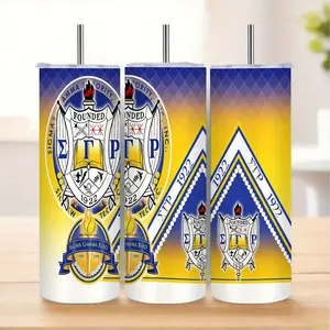 1 Piece 20oz Sigma Gamma Rho Emblem Pattern 304 Stainless Steel Insulated Cup with Straw - BPA-Free, Hand Wash Only, Daily Hydration, Greek Letter Design, Premium Insulation, Reusable Beverage Container, Book Lover's Essential