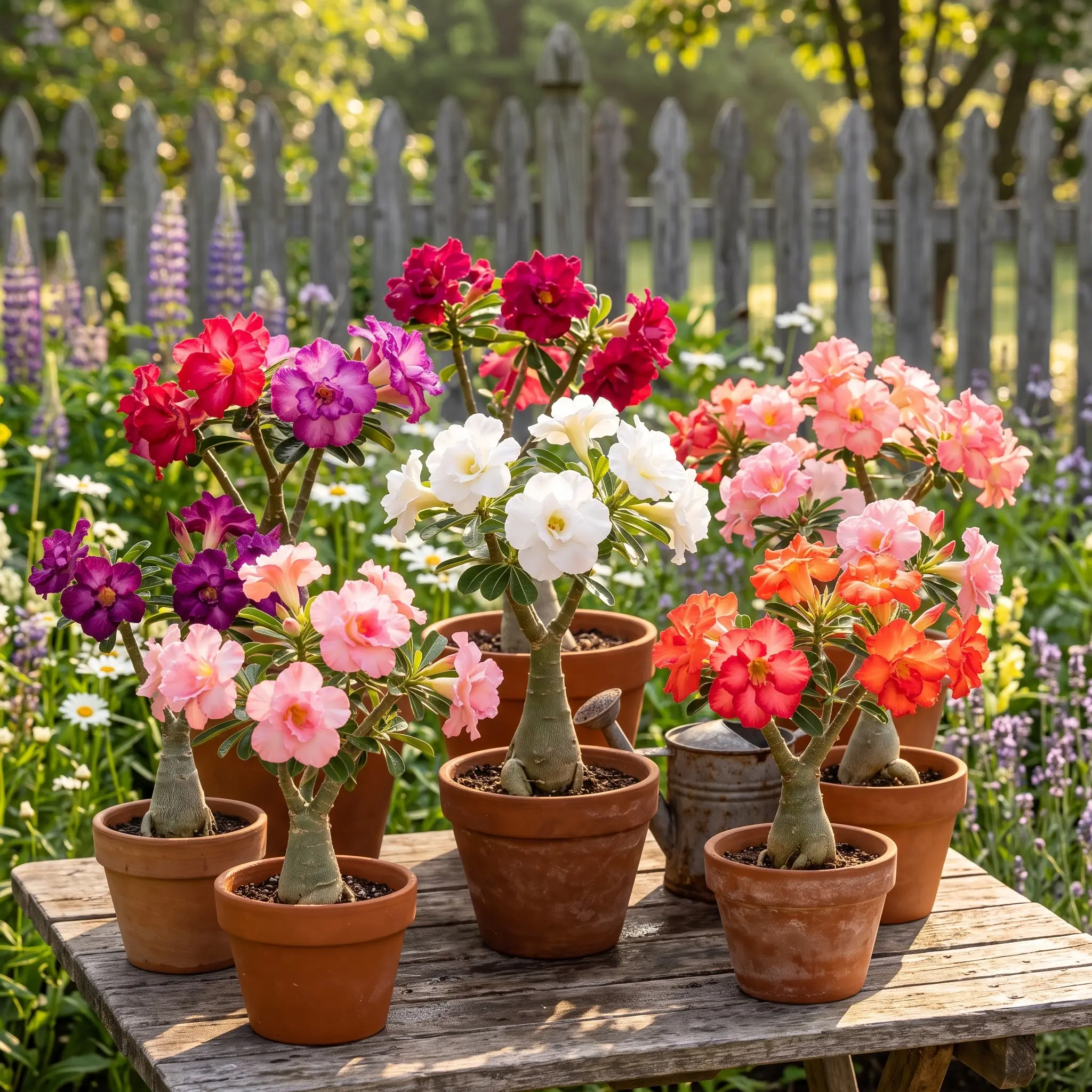 Adenium Obesum Bare Root Desert Rose Plant Flowering Succulent Caudex Bonsai Style Plant Exotic Indoor Outdoor Plant