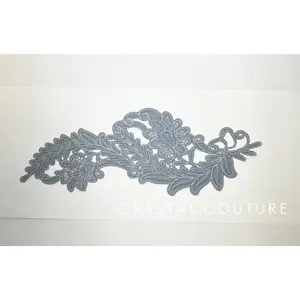 Gray Embroidered Ornate Applique
