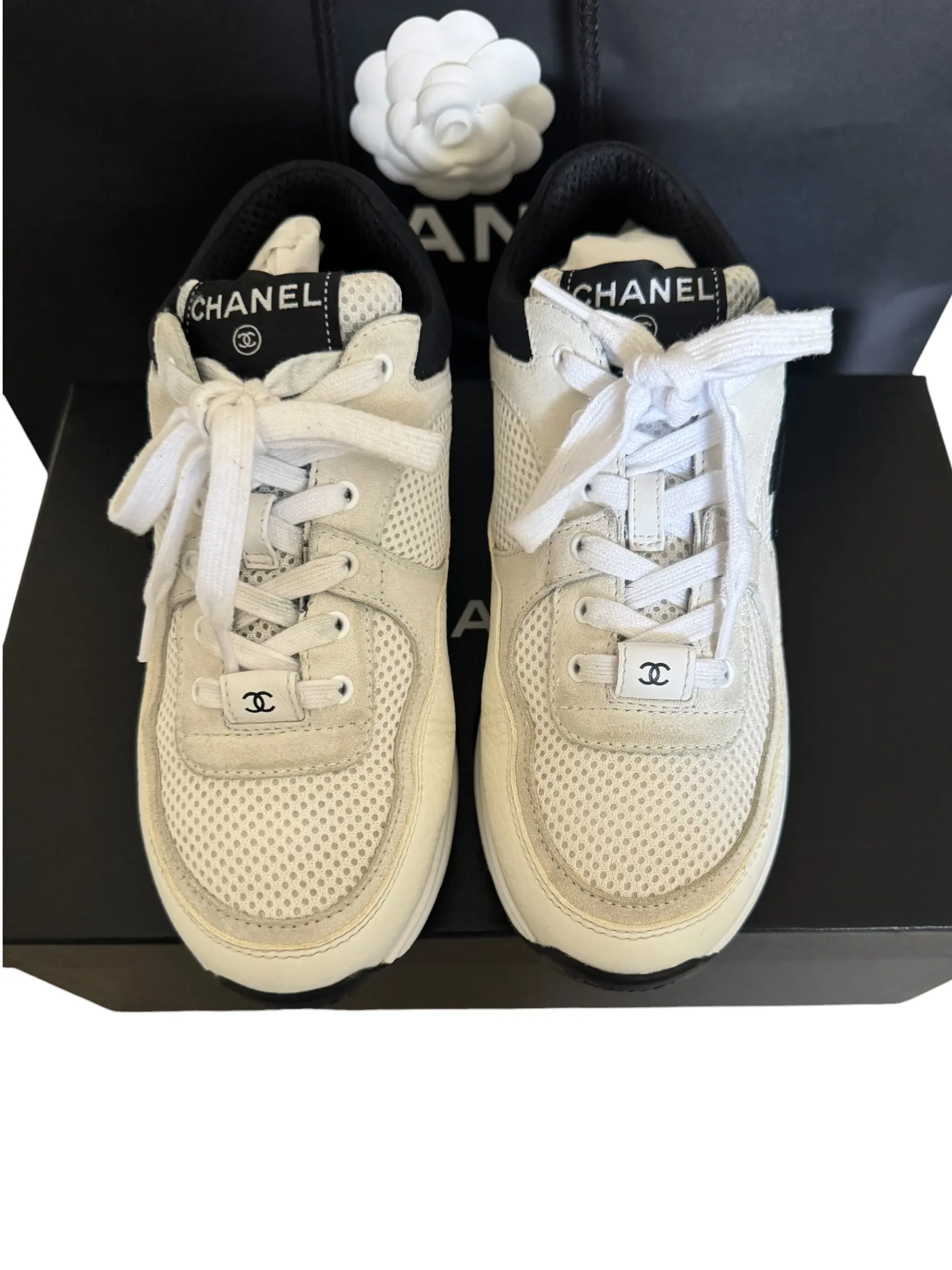 Chanel Sneakers with Box and Paper Bag Size 6.5