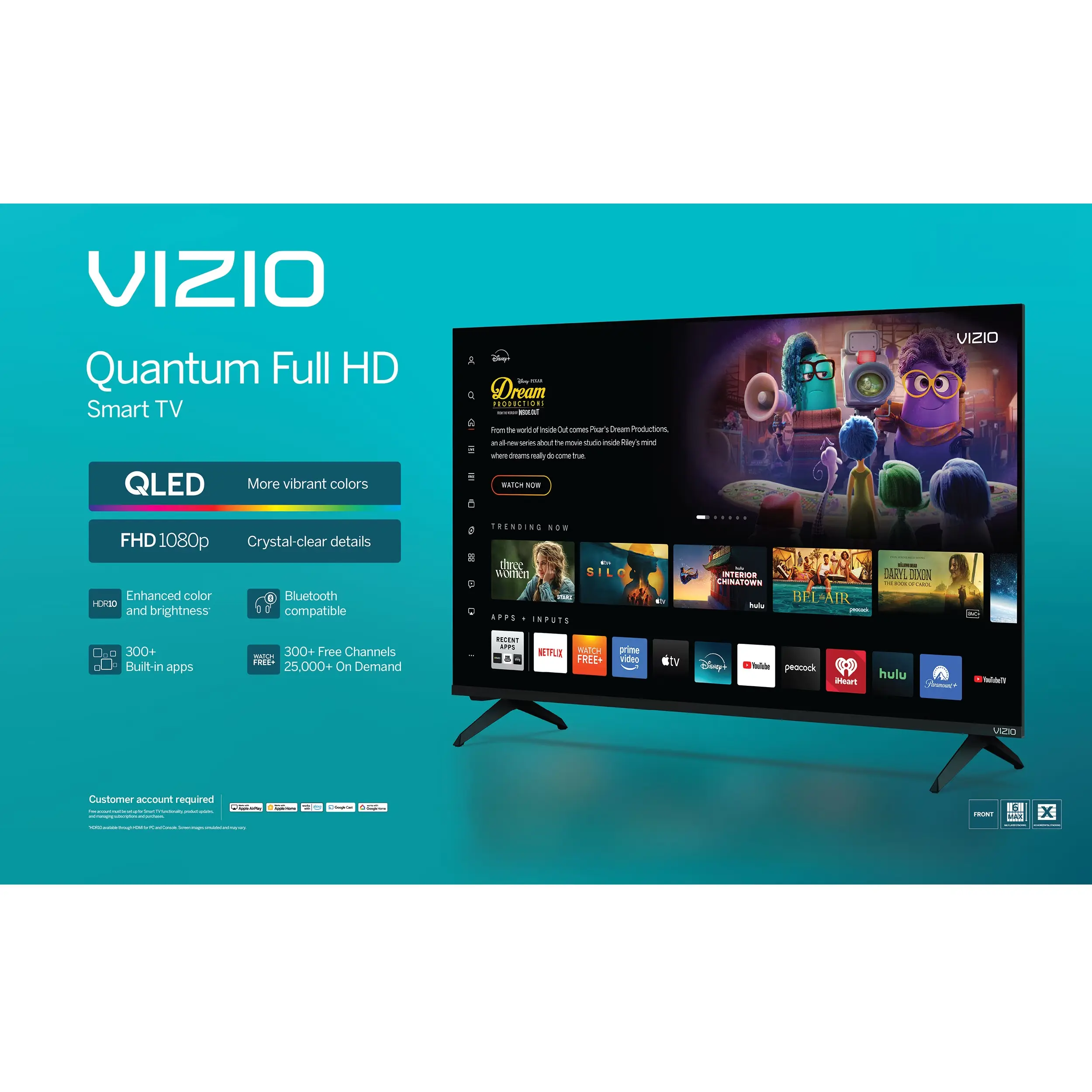 VIZIO 40" Full HD QLED Smart TV, Quantum Color, VIZIO OS, HDR10, Bluetooth Audio, Alexa & Google Compatible