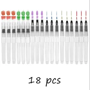 18pcs Water Color Brush Pens Fine flat Tips Watercolor Painting Brush Acrylic Paint Brushes for Acrylic Powdered Pigment School Art Supplies