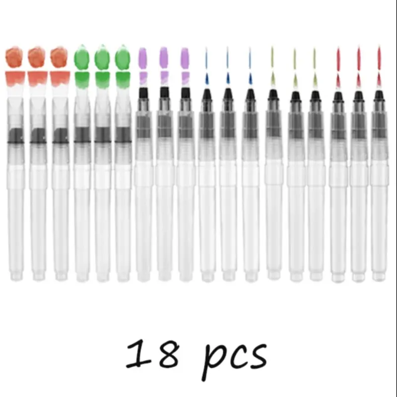 18pcs Water Color Brush Pens Fine flat Tips Watercolor Painting Brush Acrylic Paint Brushes for Acrylic Powdered Pigment School Art Supplies Artist Supplies