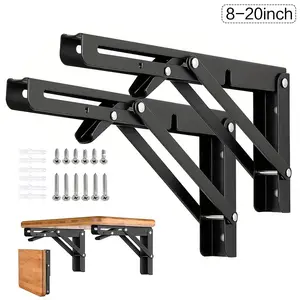 Wall Mounted Shelf Bracket, 2 Counts Durable Wall Mounted Shelf Bracket, Shelf Hardware Accessories for Home Garage