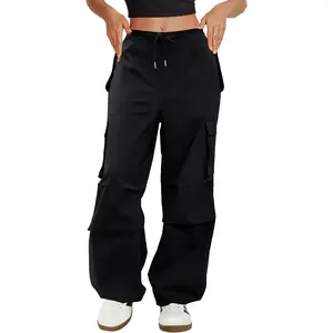 Cargo Pants Women Low Waisted Parachute Pants with Pockets Loose Baggy Hiking Pants Y2K Clothes