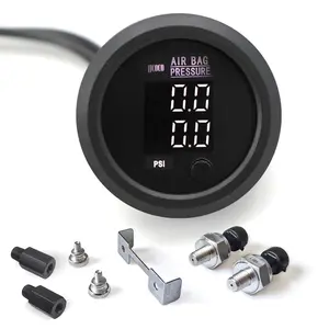 Dual Digital Display Air Pressure Gauge 2-1/16" (52mm) Air Suspension Gauge Kit 0-220 PSI 2PCS 1/8NPT Sensors with 1/4NPT Replacement Fittings for Air Suspension Systems Cars, Suvs and Trucks