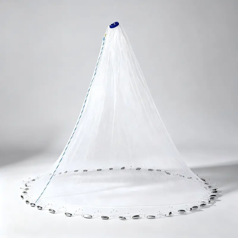 Ring-Free Hand Cast Fishing Net, Traditional Hand-Sewn Nylon Monofilament Mesh for Freshwater & Saltwater, Abrasion-Resistant & Compact