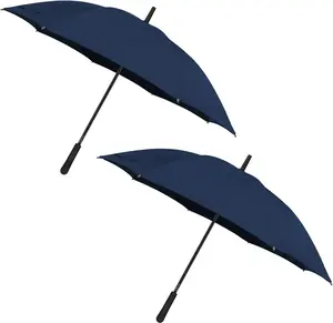 43 In Long Stick Umbrella for Men and Women,Automatic Open, Double Strong Umbrella Bone for Outdoor Use-Purplish Blue（2 Pack）