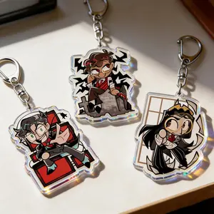 Anime Characters Keychain Accessories Bag Charms Women Girls Keyrings Acrylic Keychain: Alastor, Vox/Vincent, Pentious/Pendleton