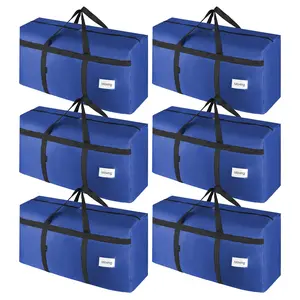 6 Pack Moving Bags Heavy Duty Extra Large 90L, College Packing Bags for Moving Clothes, Moving Supplies & Boxes with Zippers and Handles, Storage Bags Moving Totes Camping Essentials (Blue)