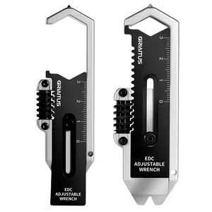 Small Multi-Function Wrench 9-in-1 Adjustable Wrench with Mini Pry Bar, Keychain, Caliper, Measuring Ruler, Glass Breaker, EDC Gadget Tool