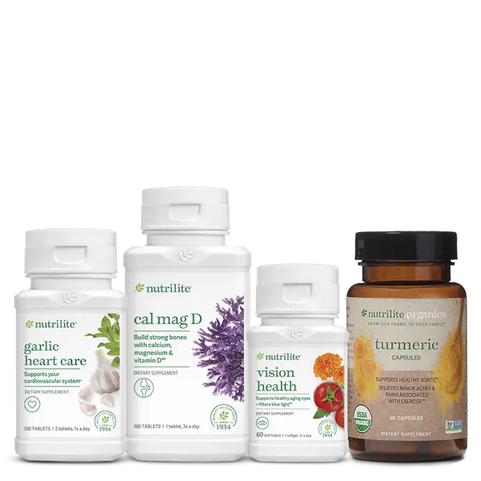 Nutrilite Healthy Aging Solution Bundle | garlic heart care | cal mag d | vision health |  turmeric capsules