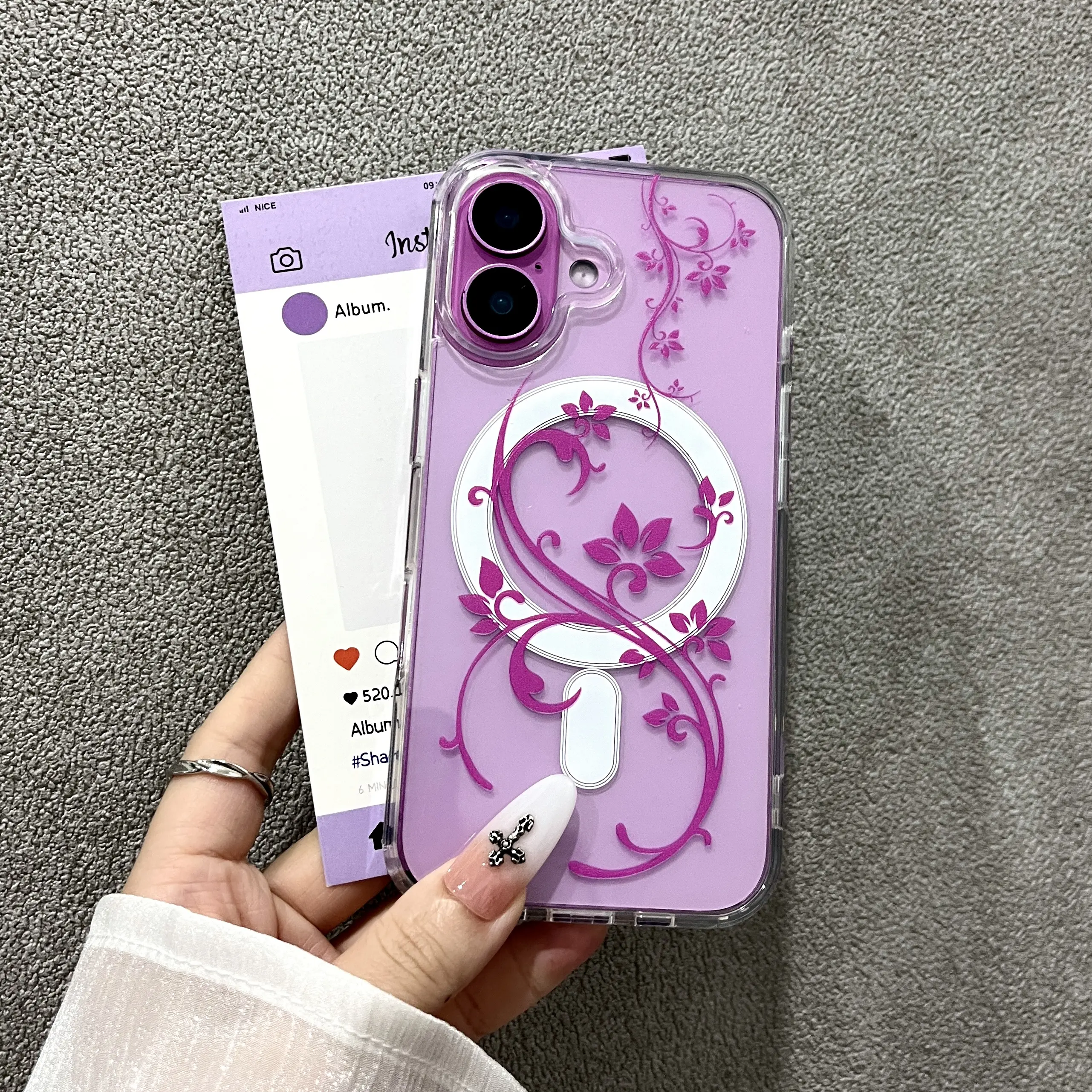 Magnetic Purple Floral Pattern Phone Case Wireless Charging Compatible Fits iPhone 17 16 15 14 13 Pro Plus Pro Max Shockproof Slip Resistant Protective Case Fashion Essential for Women Minimalist Premium Phone Case - TikTok Shop Magnetic Purple Floral Pattern Phone Case Wireless Charging Compatible Fits iPhone 17 16 15 14 13 Pro Plus Pro Max Shockproof Slip Resistant Protective Case Fashion Essential for Women Minimalist Premium Phone Case - TikTok Shop