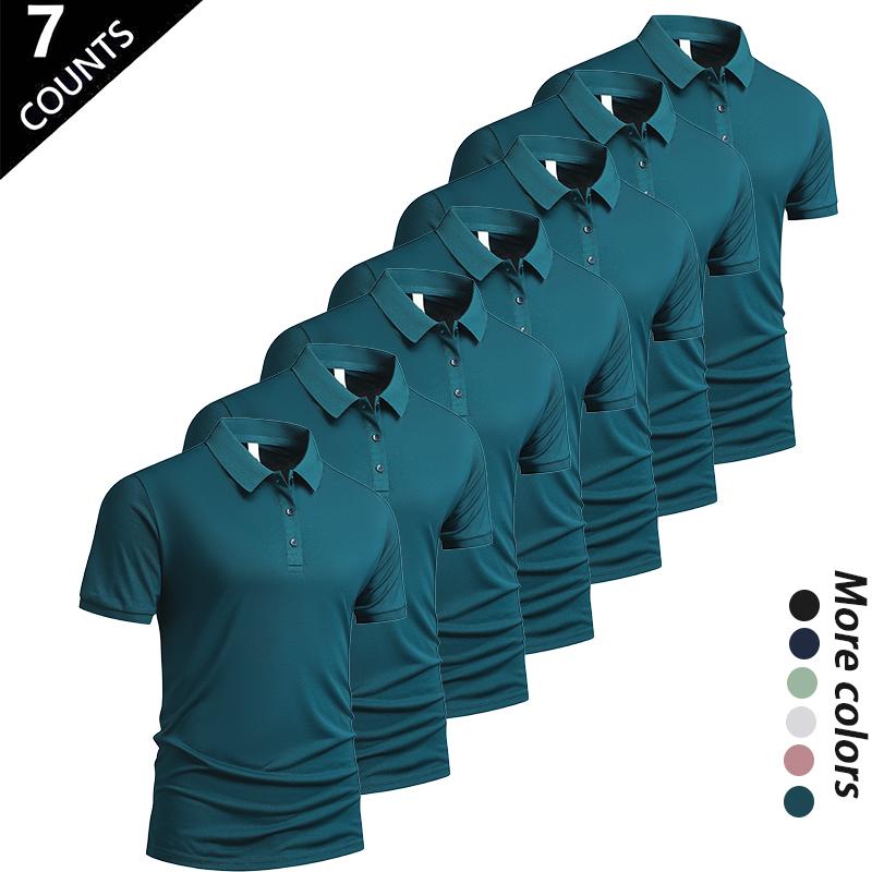 Men's Summer Ice Silk Short-Sleeve Polo Shirt Set of Seven Versatile Trendy Collared Top for Business Casual Wear Breathable Quick-Drying Cool-Touch Skin-Friendly Moisture-Wicking Anti-Pilling Colorfast Multiple Colors Menswear Tropical tiktokshopspringgl Men's Summer Ice Silk Short-Sleeve Polo Shirt Set of Seven Versatile Trendy Collared Top for Business Casual Wear Breathable Quick-Drying Cool-Touch Skin-Friendly Moisture-Wicking Anti-Pilling Colorfast Multiple Colors Menswear Tropical tiktokshopspringgl