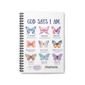 Personalized 'God Says I Am' Prayer Journal, Christian Teen Baptism Gift, Adult Confirmation, Bible Verse Notebook, Faith Gift for Women,