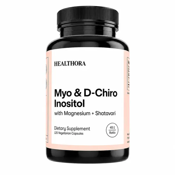 Healthora Myo-Inositol & D-Chiro Inositol Supplement with Magnesium, Shatavari, Rhodiola, 30 Servings