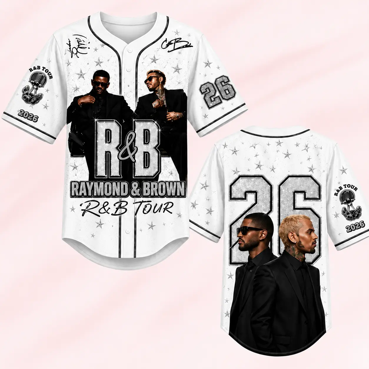 Raymond & Brown R&B Tour Baseball Jersey 2026  Music Concert Shirt, Fan Merch, Streetwear Sports Jersey & Festival Gift