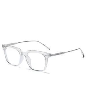 Lyrasses 2.0Horizontal line Transparent Square Anti-Blue Light Glasses | Blue Light Blocking, Anti-Eye Strain | Trendy Unisex Fashion Frames | Lightweight Daily Wear | Perfect Gift Idea