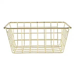 Storage Basket Solid Color Household Iron Basket Storage Box Bedroom Bathroom Gold S
