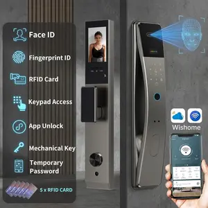 7 in 1 Keyless Entry Door Lock with Palm and Face ID, Heavy Duty Aluminum Smart Lock, Compatible with Wishome App, 6068 Mortis