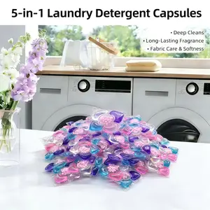 Five-in-one laundry beads, 20 /50 /100 bags, deep cleaning and stain removal, concentrated laundry beads, lasting fragrance, supple protective clothing, essential for home and travel.