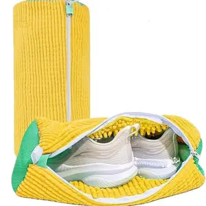 Yellow Washing Machine Shoe Bag - Durable Polyester Zipper Seal, Soft Chenier Lined Thickened Padding, Laundry Bag to Protect Sneakers, Tennis Shoes and Casual Shoes