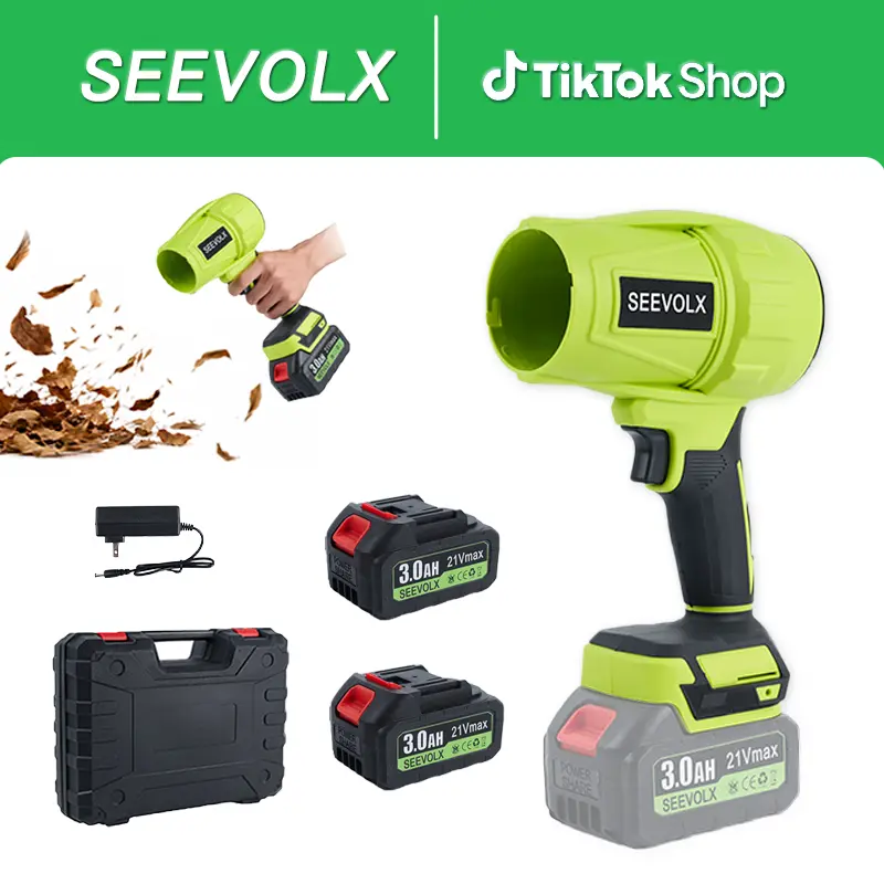 SEEVOLX 21V Cordless Leaf Blower, Cordless Turbo Jet Blower, Car Drying, Dust Cleaning, Snow Removal, lawn care, Brushlesspure Copper Motor Jet Fan, Brushless Motor TurboFan