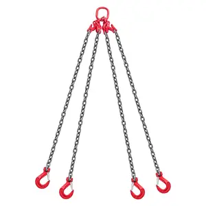 VEVOR Chain Sling, Summervibes,Summervibes, 3/8 in x 10 ft Lifting Chains with 4 Leg Grab Hooks, Heavy Duty G80 Alloy Steel Lifting Sling, 22900LBS Capacity, Adjustable Engine Chain Hoist Lifts for Cargo Security Towing