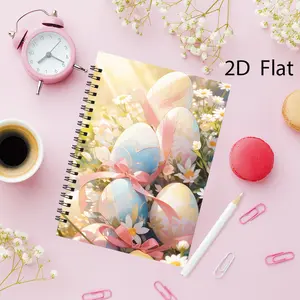 1pc Easter themed notebook with decorative Easter egg and flower cover -5.5x8.3 inches, horizontal line, perfect for Easter enthusiasts, ideal for schools, offices or creative projects. Easter notebook, study supplies, floral design, durable cover