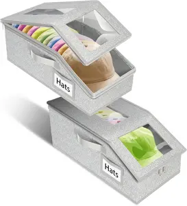 2 PCS Stackable Men/Women Baseball Hat Storage Organizer, BasketBall Cap Storage Box, 24 Hats Holds at Least - Suitable for Closet, Bedroom