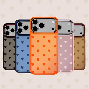 Popular Love Heart Pattern Case for iPhone 17Pro Max Air 16E 15Plus 14 13 12 11 cases, Minimalist Style, Luxury Heart Pattern iPhonecase, Protective Silicone Cover, Protection Durable, Shockproof Drop, Advanced Anti-Scratch Silicone Case.JY28